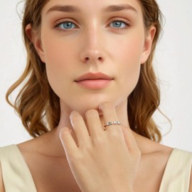 Kerraom Rings 925 Silver Engagement Ring Women's Colourful Ring with Stone Cubic Zirconia Stackable Ring Vintage Heart Ring Friendship Rings Girls Wedding Rings White Gold Opal Pearls Trend Jewellery,