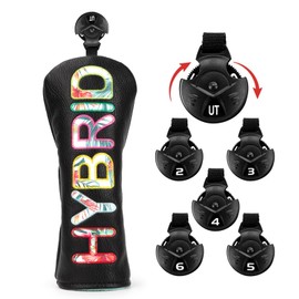 Tropical Style Golf Club Head Covers Black Premium Golf Driver Fairway 3 Wood Hybrid Head Cover Headcovers - 1pc Hybrid Headcover or 3pcs Golf Headcovers Set (for hybrids | 1pc)