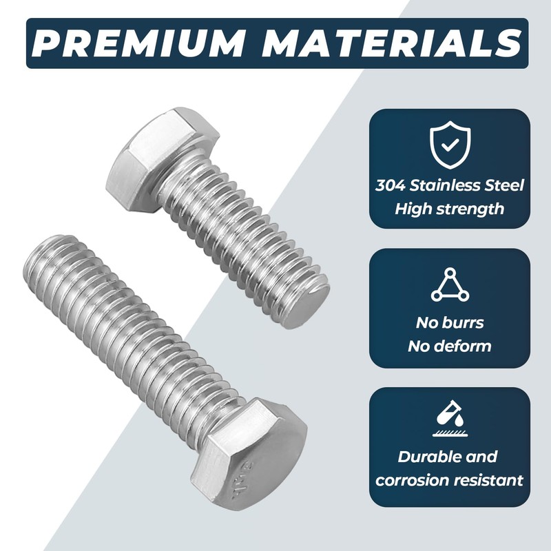 6 Sets Glvaner 3/8-16 x 2-3/4" Stainless Steel Hex Head