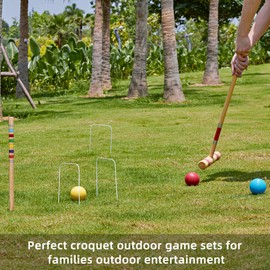 Pointyard Six Player Croquet Set, 28’’ Croquet Set with Wooden Mallets/Colored Ball/Wickets/Stakes for Adults/Teenager/Family-Perfect for Lawn/Backyard Game/Park (Includes Carry Bag)
