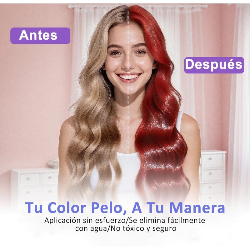Tinte pelo temporal de 10 Colores, Peine de Tiza Lavable