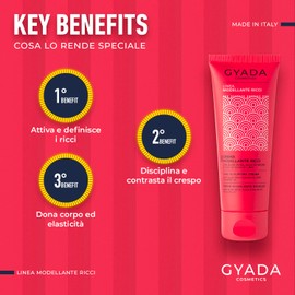 GYADA COSMETICS, Modellierende Lockencreme zum 5. Jahrestag, ohne Ausspülen, mit glättender und Anti-Frizz-Wirkung, mit Aloe Vera, Leinöl, Kokosnuss, Argan und Jojoba, 75 ml
