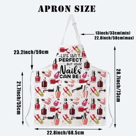 BDPWSS Funny Nail Tech Gifts Nail Technician Apron With Pockets Life Isn't Perfect But Your Nails Can Be Nail Artist Aprons (Perfect nails apronCA)