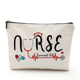 Perfeclan Nurse Makeup Bag Women Makeup Bag Case Cosmetic Travel Pouch Nurse Graduate Gift Toiletry Pouch for Party Nurses Day Travel, F