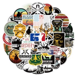 Hunting Stickers 50 Pcs Outdoor Adventure Hunter Stickers Vinyl Waterproof Stickers for Laptop,Helmet,Water Bottles,Skateboard, Guitar,Computer,Phone,Luggag,Bicycle,Motorcycle,car
