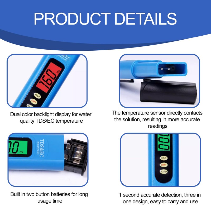 Bettinay 2 PCS Waterproof TDS Meter Digital Water Tester with