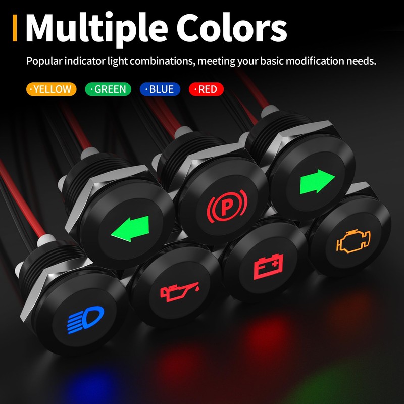 RVMARINEPAT 12V LED Indicator Light Small Indicator Light Waterproof 1/2"