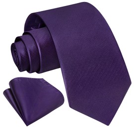 Enlision Men's Plain Ties and Pocket Square Set Classic Wedding Business Ties for Men Formal Tie, purple