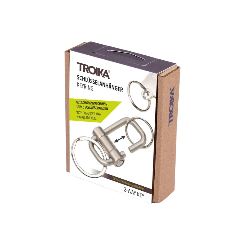 TROIKA Key Ring with 3 Key Rings in 2 Sizes