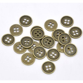 10 Metal Round 4 Hole Antique Bronze Vintage Colour 18mm Sewing Crafts Cardmaking Buttons
