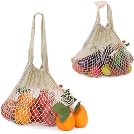 Bolsas de compras de cuerda reutilizables, 2 bolsas de malla para frutas y verduras, bolsas de red de productos