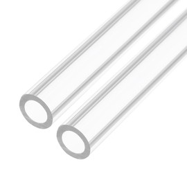 Rebower 18" Clear Plastic Rigid Pipe 6mm x 10mm(1/4" x 3/8") Acrylic Tube Round Polycarbonate Tubing, [for Plumbing, Hydraulics, Aquarium, DIY] - 2Pcs