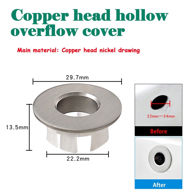 2 Pcs Sink Overflow Ring Brushed Nickel Bathroom Vanity Sink