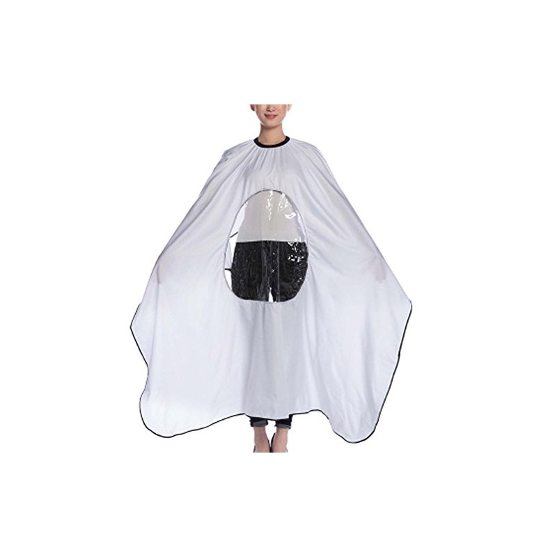 Professional Hair Cutting Cape Salon Apron with Viewing Window White