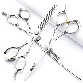 Hairdressing Scissors, Hairdressing Scissors, Super Sharp Hairdressing Scissors, 5.5/6/7/8 Inch Scissors for Cutting Hair, Sturdy Hand Feel (6 + 8 Inch 3-Piece Set-B)