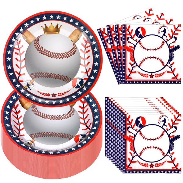 Umigy Baseball Party Supplies Disposable Paper Plates Baseball Birthday Baby