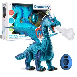 Discovery Kids RC Dragon Smoke, Large Dinosaur Toy w/Actual Smoke Breath, Wing-Flapping, Roaring, Light-Up, Realistic Sound, Easy to Use Remote Control, Fire Mist, Fun Robot Birthday