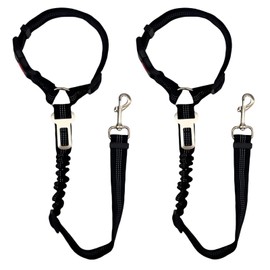 Castaic 2-in-1 Dog Seat Belt and Leash, 2 Pack Pet Safe Guard Car Seat Belt, Adjustable Seatbelt Headrest with Nylon Fabric Reflective Stripe (Black)