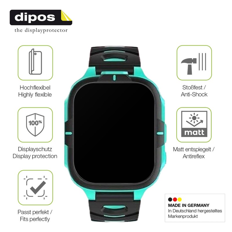dipos FLEX 2x Schutzfolie matt passend für Elejafe Smartwatch Kinder,