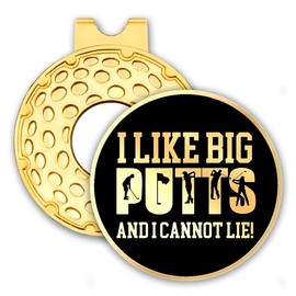 rofiowa I Like Big and I Cannot Lie Black Gold Golf Ball Marker with Hat Clip, Funny Golf Accessories for Men Women, Father's Day Birthday Gifts for Golf Fan Golfer, Novelty Golf Gifts (OBJ046)
