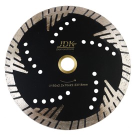 JDK Diamond Tools 6 Inch Turbo Diamond Saw Blade for Cutting Granite Deep Triangle Cutting Disc for Stone Masonry Brick Block Concrete with 7/8’’-5/8’’ Arbor