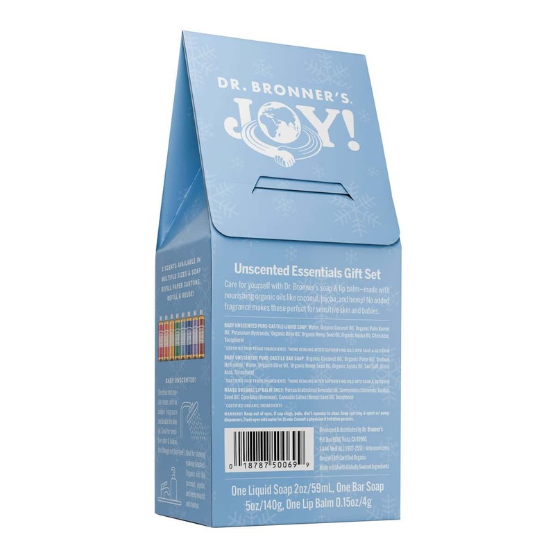 Dr Bronner's Unscented Essentials Gift Set, 3 Item Pack