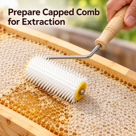 Honeycomb Uncapping Roller with Wooden Handle for Honey Extraction Preparation