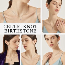925 Sterling Silver Heart Necklace, Purple Amethyst Crystal Birth Stone Necklesses Dainty Cute Celtic Knot February Birthstone Necklaces for Women