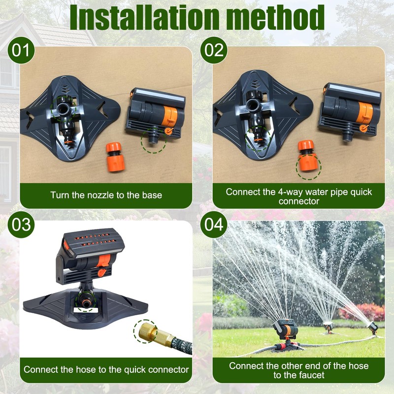 Mini Turbo Oscillating Lawn Sprinkler 16 Nozzles, Garden Sprinkler with