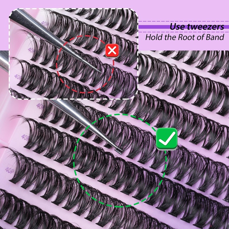 JIMIRE 320Pcs Individual Eyelashes DIY Eyelash Extenison 30D+40D Lash Clusters
