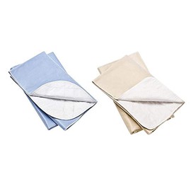 Platinum Care PadsTM Washable Large Standard Reusable Bed Pads/Hospital Underpads, for use with Incontinence and Pets Size 34x36 in, Pack of 2 (Blue & Beige)