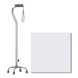 NOVA Quad Cane, Lightweight Four Legged Cane with Soft Grip Handle, Height (for users 4’11 - 6’4”) and Left or Right Adjustable, Silver