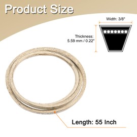 sourcing map 3LK550 Cord Belt Grey, 3/8" x 55" Lawn and Garden Aramid V-Belt for Mower Deck