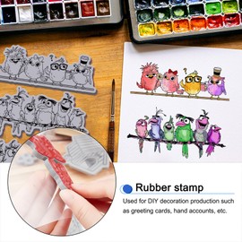 GLOBLELAND Funny Bird Cling Rubber Stamps 22x18cm Cute Bird Frame EVA Cling Mount Stamps Cartoon Animals Rubber Stamp Set for Card Making Photo Album Decor Decoration DIY Scrapbooking