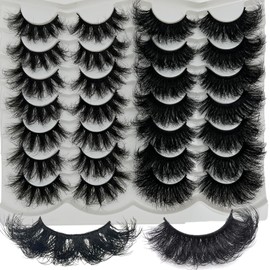 VOCOAK Mink Lashes Fluffy Long Big 20mm 25mm D Curl Dramatic Eyelashes 3D False Strip Lashes Pack 2 Styles