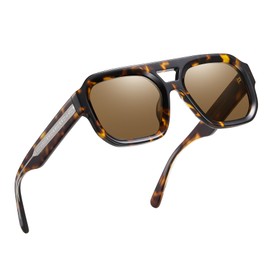 DUCO Retro Square Aviator Sunglasses for Women Men Classic Vintage Trendy 70s Shades UV protection Sun Glasses DC2358 (Tortoise Frame Brown LensTortoise Frame Brown Lens)