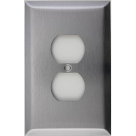 Oversized Jumbo Satin Stainless Steel 1 Single Gang Duplex Outlet Wall Plate