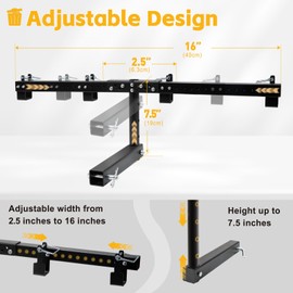 Trash Can Hauler for Double Can, Adjustable Wheeled Garbage Trash Can Hitch, Suitable for UTV/ATV/Lawn Tractors/Truck/Cars/Trailer with 2" Receiver