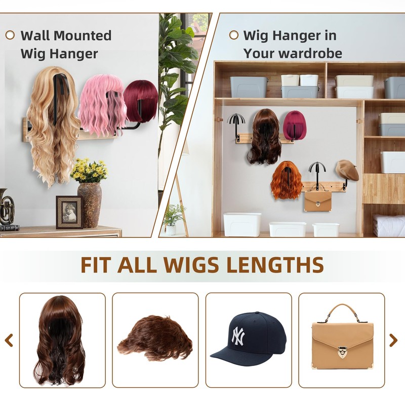 MEEMENG Wig holder for Multiple Wigs, 6 PCS Sturdy Wall