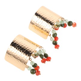 Baluue 2pcs Hair Cuff for Ponytail with Glass Bead Tassel Chinese Boho Style Ponytail Buckle for Women Skin Friendly Hair Accessories for Events Daily Wear and Travel