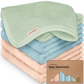 Pack of 6 Baby Wash Cloths Organic Bamboo Wash Cloths Baby Soft Baby Wash Cloths Organic for Babies, Children, Baby Towels, Molleton Cloths, Baby Wash Cloth, Baby Towel (Mellow)
