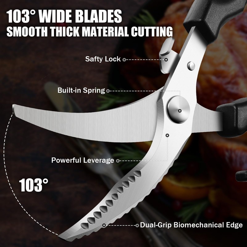 PURPLEBIRD Kitchen Scissors All Purpose - Stainless Poultry Shears Dishwasher