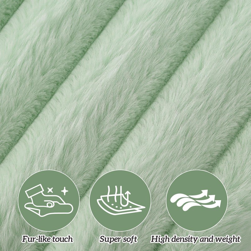 Wenqik Green Storage Ottoman Cube, Fluffy and Furry Green Square