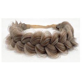 TOECWEGR Diadema trenzada de pelo sintético clásica, trenzada, ancha, trenzada, para boda, accesorio de belleza para mujeres y niñas (algodón melocotón color tostado)