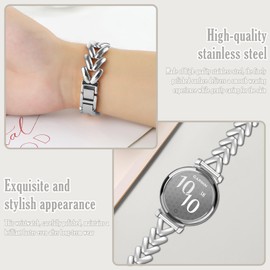 VanHooc Metal Watch Bands Compatible with Garmin Lily 2/Lily 2 Active/Lily 2 Classic/Lily 2 Sport, 14mm Elegant Slim Metal Chain Bracelet Replacement Strap for Women Starlight