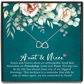 JeeweLife Aunt Niece Gifts Sterling Silver Mini Double Heart Infinity Knot Pendant Necklace Birthday Christmas Mother's Day Jewelry