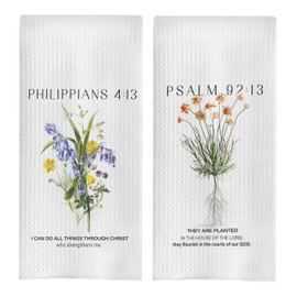 GCFET Christian Kitchen Towels Set - Christian Dish Towels for Kitchen, Bible Verse Scripture Decorative Hand Towels for Bathroom, I Can Do All Things Through Christ,16x24 Set of 2