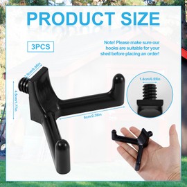 3pcs Tool Hooks for Suncast, Utility Double Head Design Garden Storage Shed Hanger Essential Garage Wall Organization Accessories for Shovels Rakes Compatible with Suncast Shed(Black)