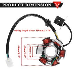 PRO BAT ATV Quad Go Kart Magneto Stator 6 Coils 5 Wires Pure Copper with Female Plug for 50cc 70cc 90cc 110cc 125cc ATV Dirt Bike Go Kart Mini-Choppers Motorcycle