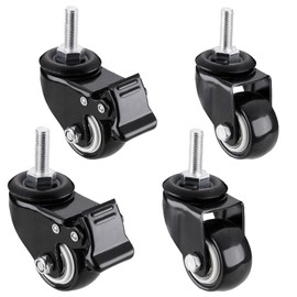 Screw Type Caster (Set of 4) with Brake M8 Screw Free-Rolling Caster Silent 360-Degree Rotation Wheel Diameter 1.5" (40mm) Utility Tool DIY Furniture Replacement Kit